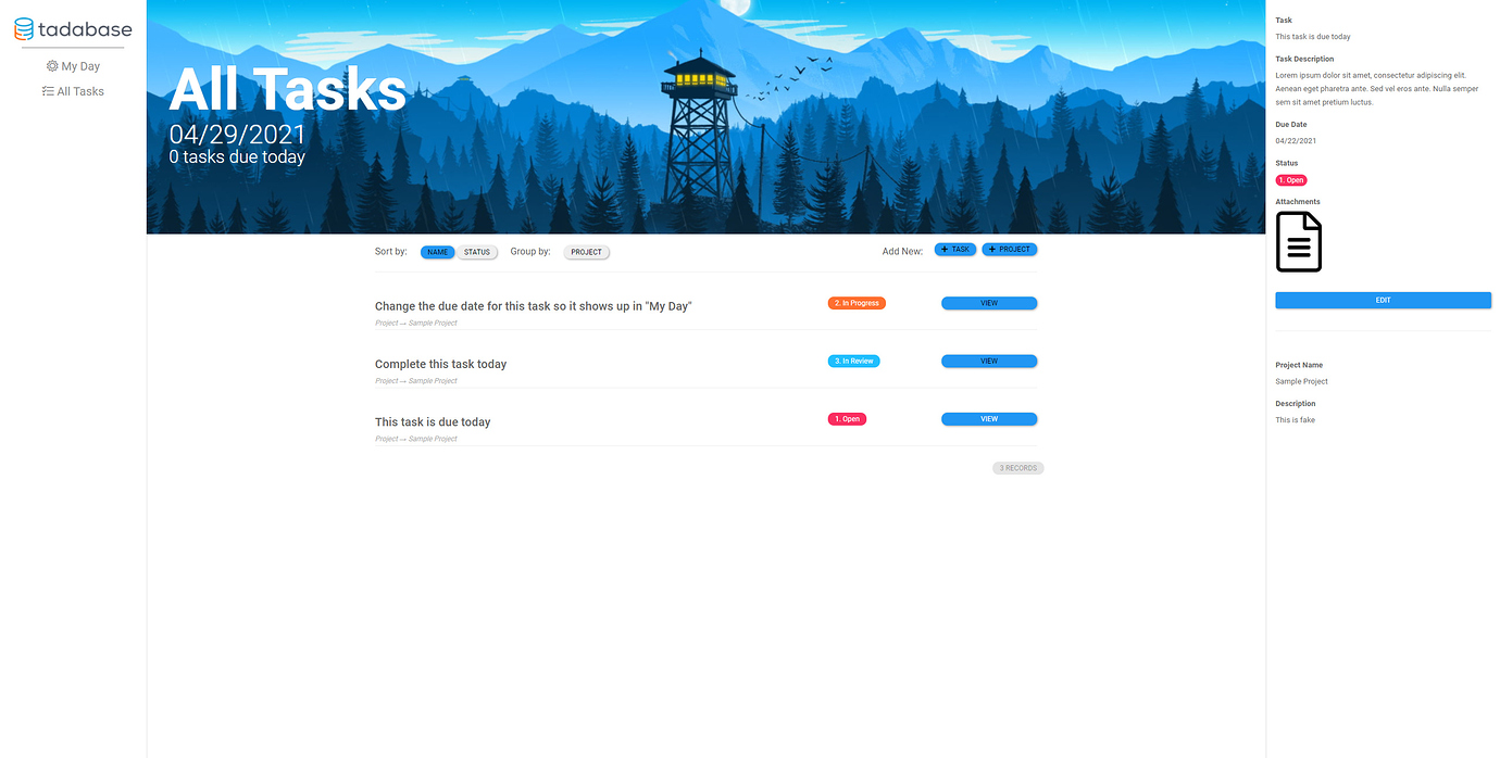Project and Task Management - Template Apps - Tadabase Community