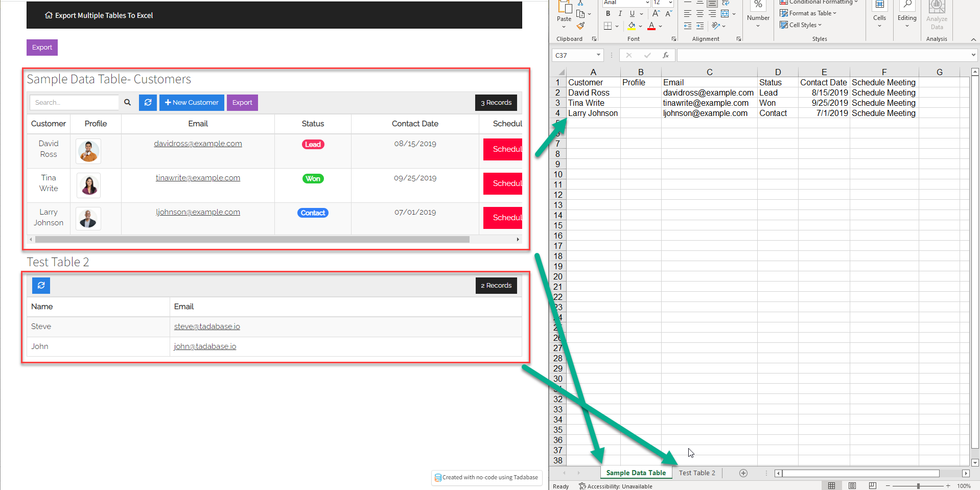 export-multiple-tables-tadabase