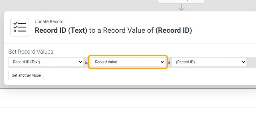 Select 'Record Value'